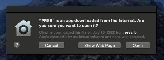 The macOS first-launch prompt